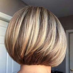 Chin Length A Line Bob, Blonde Stacked Bob, Bob Thick Hair, Short Blonde Hair Ideas, Tapered Bob, Warm Blonde Hair, A Line Bob, Blonde Bob Haircut, Short Bob Cuts