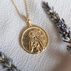 "Title: GODDESS APHRODITE 925 Silver Necklace, Gold Mythologic Medallion, Ancient Greek Pendant, 14k Gold Plated Venus, Best Gift, Express Shipping, Valentine's Day 🐚 ♆ 925 Sterling Silver Aphrodite Necklace ♆ 🐚 Product Details; - Crafted with High Quality 925 Sterling Silver - 14k Gold-Plated - Unique and delicate design - Chain lenght is optional, you can choose while ordering; 45 cm or 55 cm and also you can order the pendant with no chain - Diameter of the pendant: 2.5 cm \"The force that Handmade Silver Goddess Jewelry, Greek Goddess Jewelry, Aphrodite Jewelry, Aphrodite Necklace, Venus Necklace, Silver Goddess, Goddess Aphrodite, Ancient Greek Jewelry, Faberge Jewelry