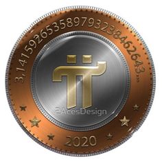 a gold and silver coin with the letter t on it