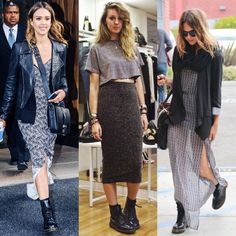 Doc Martens French Style, Pencil Skirt Doc Martens, Dr Martens Maxi Dress, Long Dresses With Doc Martens, Skirts With Dr Martens, Dresses With Doc Martens Outfits Fall, How To Wear Doc Martens With A Dress, Maxi Dress And Doc Martens, Long Skirt Dr Martens Outfit