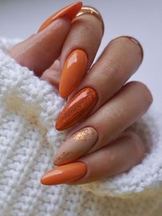 Orange Nail Designs, November Nails, Fall Gel Nails, Smink Inspiration, Her Nails, Thanksgiving Nails, Dipped Nails, Orange Nails, Chic Nails