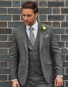 Grey Tweed Wedding Suit, Grey 3 Piece Suit, Mens Tweed Suit, Grey Tweed Suit, Mens Wedding Suits, Grey Man