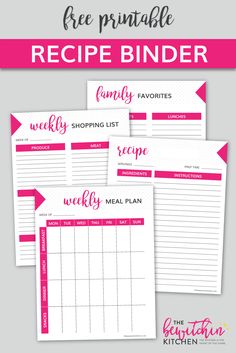 the free printable recipe bind is perfect for any meal planner