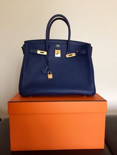 BLUE SAPPHIRE BIRKIN HERMES 35CM BLEU SAPHIR BAG GOLD GHW Blue Hermes Bracelet, Navy Birkin Bag, Blue Birkin Bag, Hermes Birkin Navy Blue, Hermes Constance Bag Blue, Hermes Birkin Orange, Blue Bayou, Hermes Bag