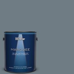 Love your space like never before with the high-performance formulation of BEHR MARQUEE Interior Paint. This advanced stain-blocking paint & primer provides long-lasting beauty with exceptional durability and stain resistance. And save time on your project with One-Coat Hide guaranteed in over 1,000 colors. A primer coat may be needed on some surfaces. See back label for details. Valid only when tinted to colors from the MARQUEE One-Coat Hide Color Collection. Color: Charcoal Blue. Behr Marquee Paint, Behr Marquee, Cabinet Trim, Paint Keys, Hidden Colors, Paint Types, Paint Primer, Enamel Paint, Home Decorators Collection