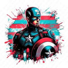 captain america with the american flag painted on it's chest and shield in his hands