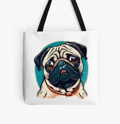 Get my art printed on awesome products. Support me at Redbubble #RBandME: https://www.redbubble.com/i/tote-bag/Pug-by-nzbt/137916305.A9G4R?asc=u Medium Bags