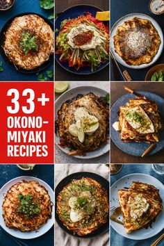 the cover of 33 + okno - miyaki recipes is shown in multiple photos