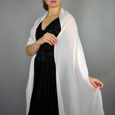 A very elegant chifon shawl for your wedding party or evening dress. Made of simple light chifon. Color: white ( other colors are available ) Size : 200 cm x 45 cm You can use it as a wrap, shawl or stola. WE accept credit cards! Elegant White Veil For Party, Elegant White Formal Veil, Elegant White Party Veil, Elegant White Evening Veil, Elegant Fitted White Shawl, Elegant White Shawl Wrap, Elegant White Pashmina Shawl, Solid Color Shawl Wrap For Wedding, Elegant White Lace Shawl