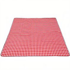 a red and white checkered tablecloth on a white background with clippings