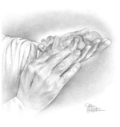 a drawing of two hands holding each other with one hand on top of the other