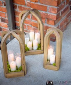 A single board of rough pinea light-weight saw and you have the only known DIY versions of these rounded top Christmas lanterns anywhere on Pinterest Diy Wood Lanterns, Wood Lantern Diy, Rustic Wood Lanterns, Diy Lantern, Lantern Ideas, Wood Lantern, Wooden Lanterns