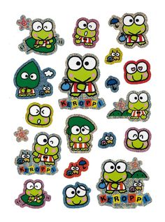 several stickers with different cartoon characters on them