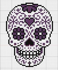 a cross stitch pattern with a skull on it