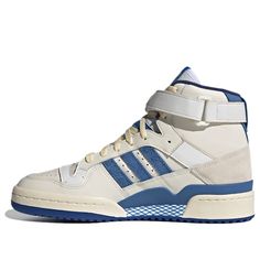 Sporty Blue High-top Sneakers With Gum Sole, Adidas Retro Sneakers With Cushioned Footbed, Blue High-top Sneakers With Round Toe For Athleisure, Blue Athleisure High-top Sneakers With Round Toe, Adidas Sporty High-top Sneakers With Gum Sole, Adidas High-top Sneakers With Gum Sole, Retro Adidas High-top Skate Shoes, Adidas Custom High-top Sneakers For Light Sports, Blue High-top Athleisure Basketball Shoes