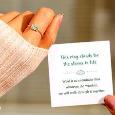 DESCRIPTION    Enhanced with a meaningful message card,  this dainty enamel auspicious cloud ring is the perfect gift to let someone know they are loved beyond measure.   CARD MESSAGE This ring stands for the storms in life.  Wear it as a reminder that whatever the weather, we will walk through it together.    SPECIFICATIONS  Metal: 925 Sterling Silver Plated with 18k Gold Materials: AAA Grade Cubic Zirconia, Enamel Nickel and Tarnish Free FREE Original Message Card Loved Beyond Measure, Cloud Ring, Meaningful Messages, Ring Stand, Message Card, Gold Material, Silver Plated, Cubic Zirconia, Jewelry Collection