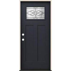 thermaic door with glass and sidelights on an exterior door, in black