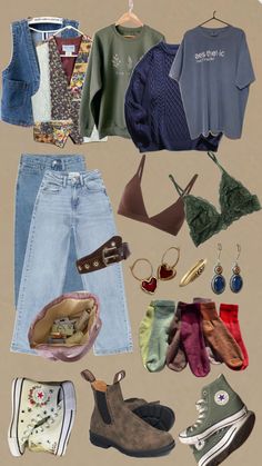 #outfits #granolagirl #granolagirlaesthetic #blundtones #conversefit #vests Comfy Granola Outfits, Grandma Outfits, Earthy Outfits, Clothes And Shoes, Granola Girl, Alternative Outfits, Really Cute Outfits