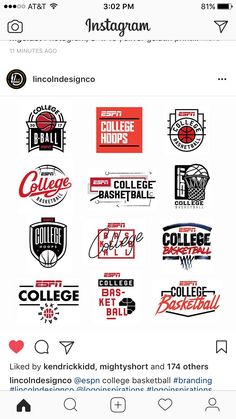 the instagram page on instagram for college basketball players and their coaches, including logos