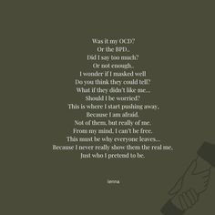 #ocd #bpd #quotes #quotesaboutbpd #quotesaboutocd #quotesabouttrauma #trauma #poetry Borderline Personality Quotes, Quotes About Bpd, Ocd Poem, Bpd Quotes Inspiration, Bpd Quotes Relationships, Ocd Quotes, Bpd Memes, Reassurance Quotes