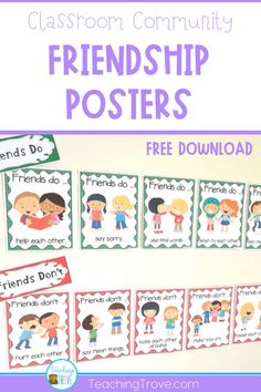 classroom community poster with the words friends do and free printables for teachers to use