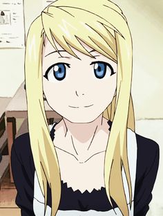 an anime character with blonde hair and blue eyes