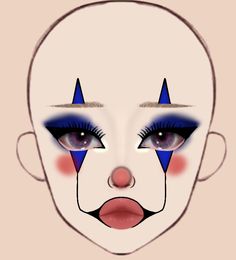 Clown Makeup Reference, Clown Stage Makeup, Clown Makeup Inspo Colorful, Porcelain Clown Makeup, Extraordinary Makeup, Eye And Lip Makeup, Scar Makeup