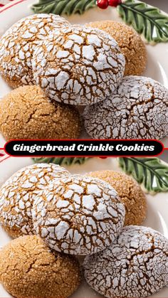 ginger - bread crinkle cookies on a white plate