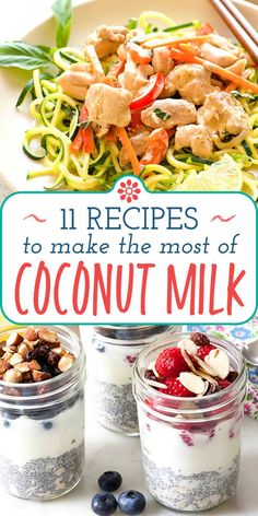 the cover of 11 recipes to make the most of coconut milk and blueberries in mason jars