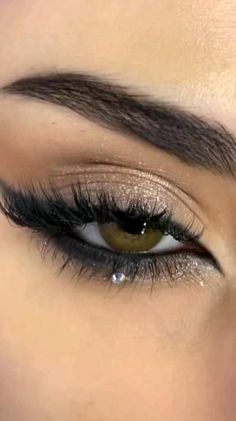 Smokey Eye Simple Natural Looks, Eye Makeup With Fake Eyelashes, Cat Eye Makeup With Eyeshadow, Fallen Angel Eye Makeup, 4 Dots Eye Makeup, Eye Shadow Eyeliner Looks, Dark Neutral Makeup, Silver Makeup Simple, Simple Black Eyeshadow