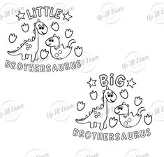 two coloring pages with the words big brother and little sister