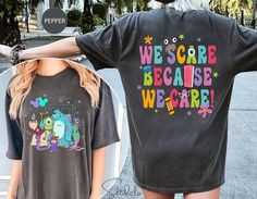 Nous Avons Peur Parce Que Nous Nous Soucions, Monster Inc T-shirt Deux Côtés Oversized Disney Shirt Outfit, Pixar Shirts, Monsters Inc Shirt, We Scare Because We Care, Storybook Character Costumes, Disney 2025, Kids Disney Shirts, Colorful Closet, Disney Cricut