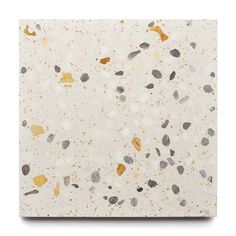 an abstract painting with gold, grey and white dots on the bottom half of it