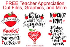 teacher appreciation cut files, graphics and more