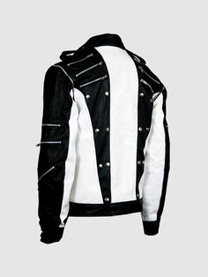 Let's take a break from your black leather jacket and consider a stunning white jacket that is equally versatile and stunning. The perfect blend of elegance and urban charm is what this jacket is all about. This one right here is the true definition of comfort and skilled craftsmanship. If you’re looking to make a sensible long-term investment, this black and white leather jacket made out of premium quality leather should be your first pick. So go on. Make it yours and brag about your outstandin Black And White Leather Jacket, White Leather Jacket, Motorcycle Shop, Hip Style, Custom Jacket, Fur Hood, White Jacket, Black Leather Jacket, Leather Jackets Women