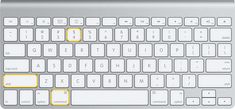 a computer keyboard with two yellow keys on the bottom and one white key board above it