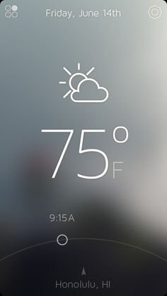 an iphone screen with the weather displayed on it's display and text that reads 75f