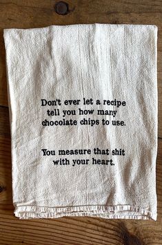 a tea towel with a poem written on it