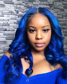 pin ‘ @kjvougee 🥶 Blue Natural Hair, Curly Lace Front Wigs, Human Virgin Hair, Hair Laid, Baddie Hairstyles, Hair Weave, Love Hair, Green Hair, Blue Hair