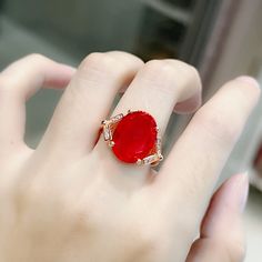 Color: Red Diamond Ring [Rose Gold]] Size: Adjustable Opening Style: Net red wind Red Diamond Ring, Diamond Ring Rose Gold, Red Wind, Zirconia Rings, Rose Gold Diamond Ring, Red Diamond, Ring Rose Gold, Elegant Red, Colored Gems