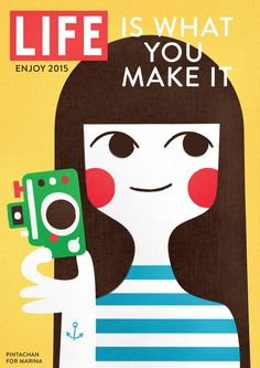 the cover of life is what you make it, with a woman holding a camera