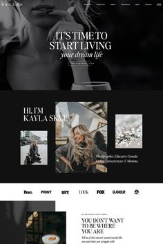 the website design for kaviaa is shown in black, white and grey colors