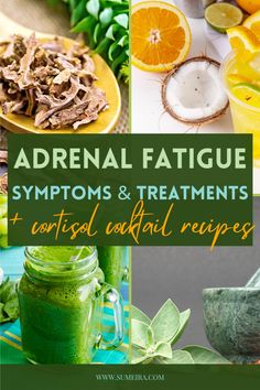 Collage of 4 images showing adrenal fatigue remedies: a vibrant cortisol cocktail with fresh fruits, a bowl of ashwagandha powder with a wooden spoon, a close-up of rhodiola root and capsules, and a variety of natural herbs and supplements used to support adrenal health and balance cortisol levels. Adrenal Fatigue Cocktail, Cortisol Detox Drink, Natural Ozempic Cortisol Cocktail, Cortisol Detox Diet, Exhaustion Remedies, Cortisol Supplements, Cortisol Cocktail, Cortisol Diet