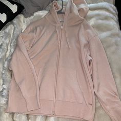 Brand Is Aritzia, Brand New- Never Worn, Light Pink, Cotton And 10% Cashmere Zip Up, Fits A Medium Pink Zip Up, Aritzia Zip Up Hoodie, Aritzia Pink Sweater, Zip Up Hoodie In Pink, Wonyoung Style, Cute Zip Up Hoodie Pink, Pink Sweater Zip Up, Douyin Style, Light Pink Jacket