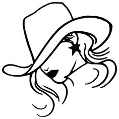 a black and white drawing of a woman wearing a hat with her hair blowing in the wind