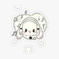 an animal with headphones and stars sticker