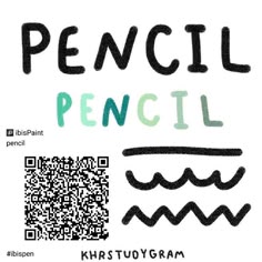 a qr code with the words pencil pencil written in black and green on it