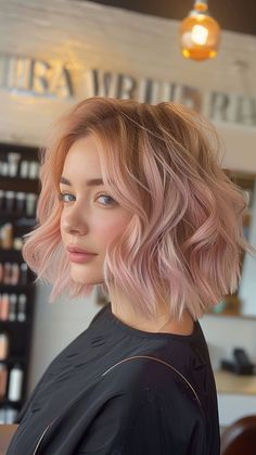 30 Evolving Hair Color Trends to Try Rose Pink Blonde Hair, Colour Highlights Hair, Pink Toner For Hair, Blush Pink Blonde Hair, Pale Pink Short Hair, Rose Gold Toned Hair Blonde, Blush Hair Color Blondes, Copper To Pink Hair, Blonde To Pink Ombre Hair