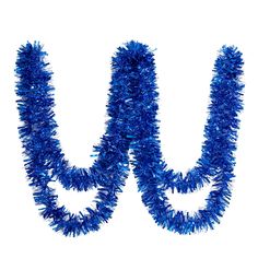 the letters u are made up of blue tinsel