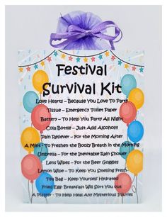 a festival survival kit with balloons